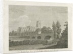 Penkridge Town - Church and Bridge: engraving by School English