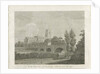 Penkridge Town - Church and Bridge: engraving by School English