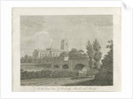 Penkridge Town - Church and Bridge: engraving by School English