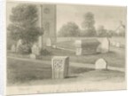 Rocester Church - Monuments and Church-yard: sepia drawing, 1841 by John Chessell Buckler