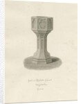 Font in Rolleston Church: sepia drawing, 1848 by John Buckler