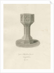 Font in Rolleston Church: sepia drawing, 1848 by John Buckler