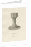 Font in Rolleston Church: sepia drawing, 1848 by John Buckler