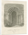 Rolleston Church - North Doorway: sepia drawing, 1848 by John Buckler