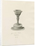 Font in Okeover Church: sepia drawing, 1847 by John Buckler