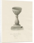Font in Patshull Church: sepia drawing, 1847 by John Buckler