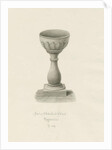Font in Patshull Church: sepia drawing, 1847 by John Buckler