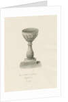 Font in Patshull Church: sepia drawing, 1847 by John Buckler