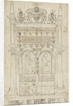 Sandon Church - Tomb of Sampson Erdeswicke: pen and ink drawing, nd [?18th cent] by Stebbing Shaw