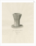 Font in Pattingham Church: sepia wash drawing, 1846 by John Buckler