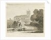 Seighford Church: sepia wash drawing, 1838 by Thomas Peploe Wood