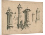 Thickbroom Hall ['Manley Hall'] - Finials and Chimneys: lithograph, 1838 by Thomas Peploe Wood