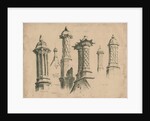 Thickbroom Hall ['Manley Hall'] - Finials and Chimneys: lithograph, 1838 by Thomas Peploe Wood