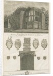 Tixall Hall - Gothic Window and Heraldic Antiquities: engraving by Stebbing Shaw