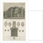 Tixall Hall - Gothic Window and Heraldic Antiquities: engraving by Stebbing Shaw