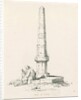 Tixall - Pillar showing mile distances: pen and ink drawing, 1836 by Thomas Peploe Wood