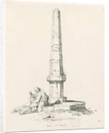 Tixall - Pillar showing mile distances: pen and ink drawing, 1836 by Thomas Peploe Wood