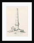 Tixall - Pillar showing mile distances: pen and ink drawing, 1836 by Thomas Peploe Wood