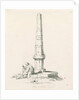 Tixall - Pillar showing mile distances: pen and ink drawing, 1836 by Thomas Peploe Wood