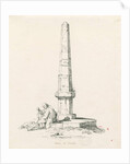 Tixall - Pillar showing mile distances: pen and ink drawing, 1836 by Thomas Peploe Wood