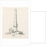 Tixall - Pillar showing mile distances: pen and ink drawing, 1836 by Thomas Peploe Wood