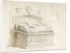 Stowe Church - Table tomb [of Sir Walter Devereux]: sepia drawing, 1839 by Thomas Peploe Wood