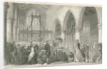 Interior of Trentham Church: woodcut engraving by School English
