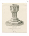 Font in Trentham Church by John Buckler