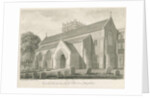 Trentham - New Church: sepia drawing, 1844 by John Buckler