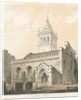 Trentham Church: sepia and yellow wash drawing by Thomas Peploe Wood