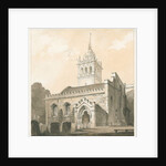 Trentham Church: sepia and yellow wash drawing by Thomas Peploe Wood