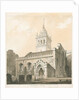 Trentham Church: sepia and yellow wash drawing by Thomas Peploe Wood