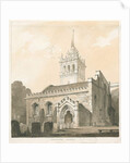 Trentham Church: sepia and yellow wash drawing by Thomas Peploe Wood
