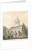 Trentham Church: sepia and yellow wash drawing by Thomas Peploe Wood