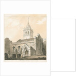 Trentham Church: sepia and yellow wash drawing by Thomas Peploe Wood