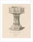 Font in Tutbury Priory Church by John Buckler