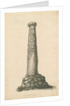 Wolverhampton - Saxon pillar in St. Peter's Church-yard: sepia drawing, nd [late 18th cent] by T Carter