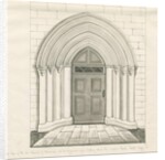 Uttoxeter Church - South Door: pen and wash drawing by John Robert Fernyhough