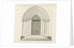 Uttoxeter Church - South Door: pen and wash drawing by John Robert Fernyhough