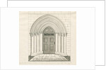 Uttoxeter Church - South Door: pen and wash drawing by John Robert Fernyhough