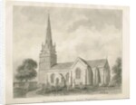 Wombourne Church: sepia drawing, 1845 by John Buckler