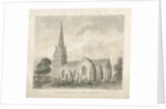 Wombourne Church: sepia drawing, 1845 by John Buckler