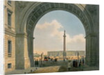 Palace Square, View from the Arch of the Army Headquarters, St. Petersburg, printed by Lemercier, Paris, 1840s by Louis Jules Arnout