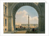 Palace Square, View from the Arch of the Army Headquarters, St. Petersburg, printed by Lemercier, Paris, 1840s by Louis Jules Arnout