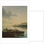 A Wooden Barge on the River by Sunset by Adam Pynacker