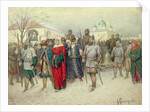 Joining of Great Novgorod, Novgorodians Departing to Moscow, 1880 by Aleksei Danilovich Kivshenko