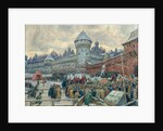 Ancient Moscow, departure after a fight by Apollinari Mikhailovich Vasnetsov