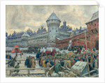 Ancient Moscow, departure after a fight by Apollinari Mikhailovich Vasnetsov