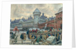 Ancient Moscow, departure after a fight by Apollinari Mikhailovich Vasnetsov