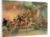 The English navy conquering a French ship near the Cape Camaro by English School